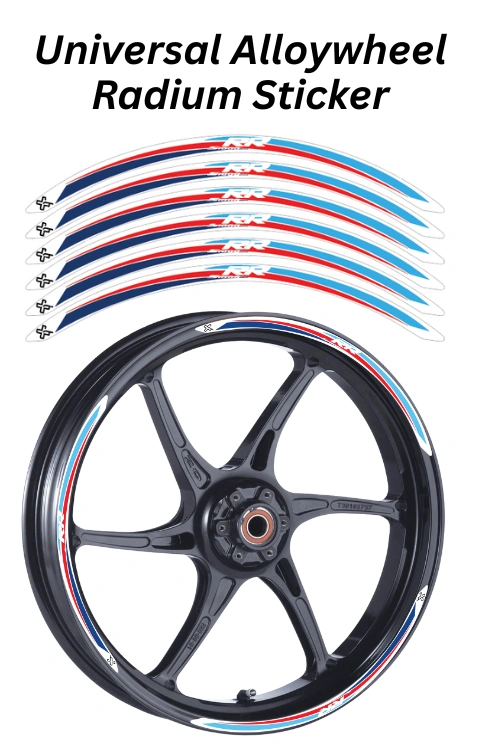 Alloy Wheel Radium Sticker For Universal Bike | Printed In Premium Radium With FPF(Fade Protection Film), Water Proof, Precut Sticker, Pack Of 12